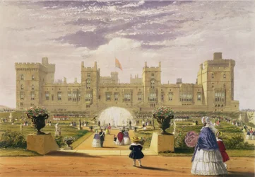 Östliche Ansicht des Schlosses und Gartens, Windsor Castle, 1838